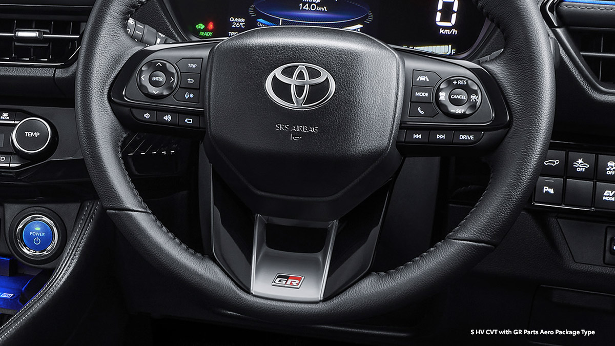 Convenient Steering Wheel with Switch Button (All Type) and GR Logo Emblem (All GR Parts Aero Package Type)