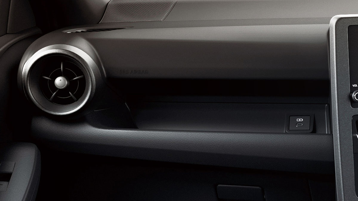 Spacious Front Passenger Compartment with New USB Power Supply